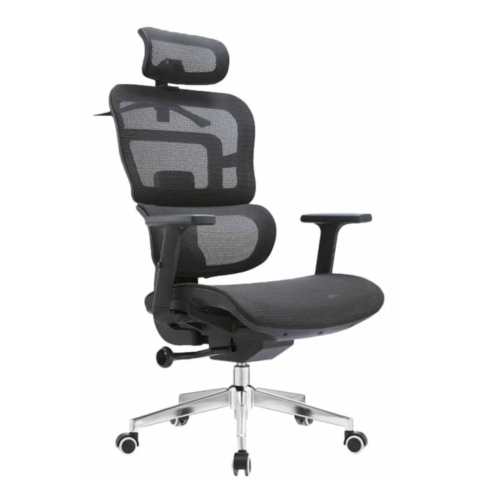 GERSA Silla Ejecutiva E-20201-Negro - Respaldo En Malla y Asiento Tapizado