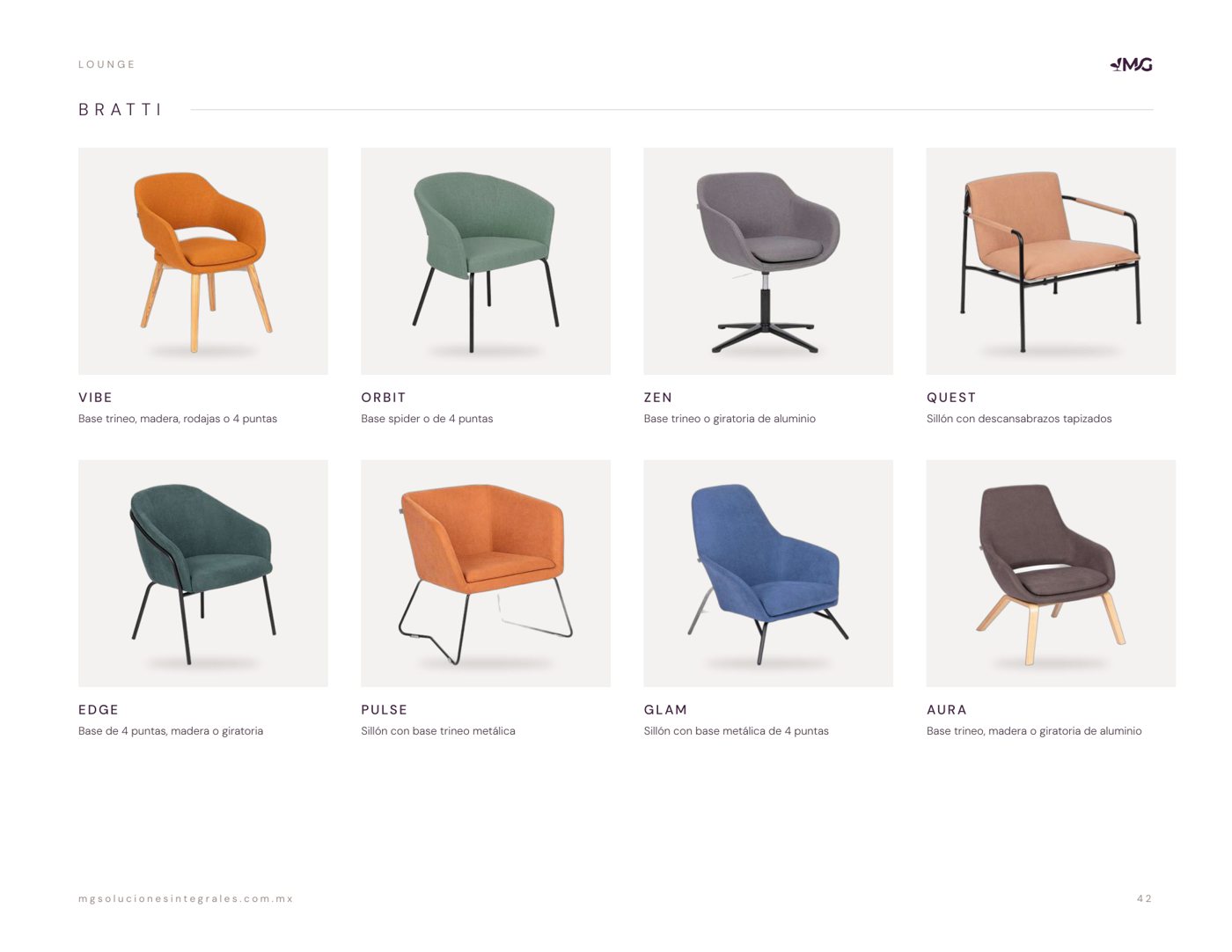 Página de sillones lounge Bratti